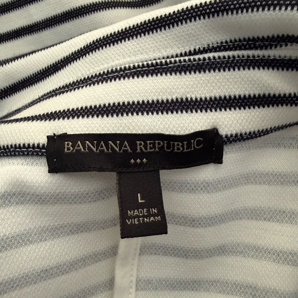 Banana Republic Preppy Large Knit Blazer Jacket Striped Stretch Pockets Navy - Picture 6 of 7